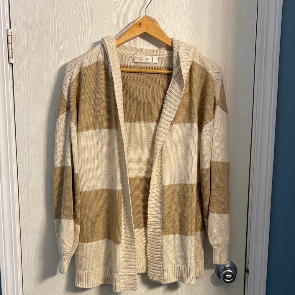 RD Style Beige and Cream Striped Cardigan
